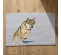 Isdreem Tapis de Sol Camping Tapis D'Entrée Original Loup Tapis de Bain Grande Taille Tapis Entrée Vintage Tapis Décoratifs Antidérapants en Coton Léger Et Pelucheux, 45x75cm