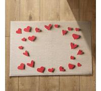 Isdreem Tapis de Sol Cuisine Lavable Tapis D'Entrée Intérieur Grand Format Amour Tapis de Hall D'Entrée Paillasson D'Entree Tapis Décoratifs Antidérapants, 45x75cm