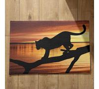 Isdreem Tapis de Sol Entrée Magasin Tapis D'Entrée Panthère Noire Tapis de Cuisine Kitchen Paillasson Interieur Entree Original Tapis Décoratifs Antidérapants, 40x60cm