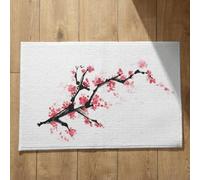 Isdreem Tapis de Sol One Piece Grand D'Entrée Fleur d'encre Style Chinois Porte Exterieur Ultra Fine Tapis Bain Absorbants Noir Et Rouge, 40x60cm