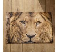 Isdreem Tapis de Sol Salle de Bain Tapis Entrée Intérieur Lion Tapis de Bain Coton Tapis Entrée Long Tapis Décoratifs Antidérapants en Coton Léger Et Pelucheux, 50x80cm