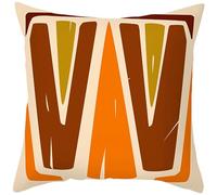 Isdreem Tissu en Lin Housse Coussin Soie taie d'oreiller en Lin Motif V Vintage Housse de Coussin Africain taie d'oreiller imperméable extérieur Beige Orange Marron 40x40cm