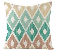 Isdreem Tissu en Lin Housse de Coussin Coton taie d'oreiller pour canapé Motif de Diamant Housse de Coussin Impermeable Exterieur taie d'oreiller imperméable Vert Marron 50x50cm