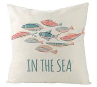 Isdreem Tissu en Lin Housse de Coussin Extensible imperméable taie d'oreiller canapé rectangulaire Divers Poissons lot Manga Saumon Vert Clair 40x40cm