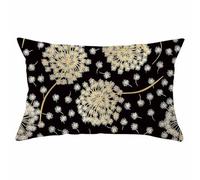 Isdreem Tissu en Lin Housse de Coussin lot taie d'oreiller Fermeture éclair Pissenlit Housse de Coussin Chaise taie d'oreiller carré Housses de Coussin Or Noir 30x50cm