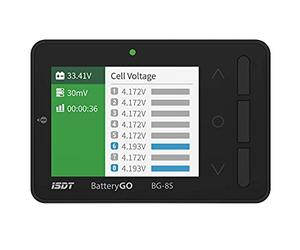 ISDT BG-8S Testeur de batterie Lipo numérique intelligent avec affichage LCD - Testeur de capacité de batterie pour une durée de vie de la batterie Li-ion NiMH Nicd LiPo - Noir