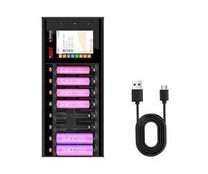 ISDT N8 Chargeur de batterie rapide à 8 emplacements avec écran LCD, sortie Type-C QC3.0, chargeur de batterie rechargeable pour AA AAA Li-lon LiHv Ni-MH Ni-Cd LiFePO4