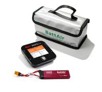 ISDT Q6 Retro Smart Balance Chargeur Bundle DC 350W 1-6S Single Channel et 2S 2200mAh 7.4V 50C XT60 Plug avec Lipo Safe Bag pour RC Drone, Avion, Hélicoptère, Voiture