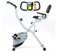 ISE 2-IN-1 Vélo d'Appartement Pliable, Velo Appartement Cardio Training 8 Niveaux Résistance Magnétique, Ecran Multifonction, Vélo Biking avec Dossier Réglable/Hauteur Réglable, Bluetooth, Ergonomique