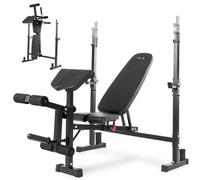 ISE Banc de Musculation Complet, Banc Musculation Pliable Complet avec Support d'Haltères, Bench Musculation Homme Coussin&Dossier Inclinable/Hauteur Réglable, Developper Coucher, Curl Leg Extension