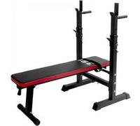 ISE Banc de Musculation Multifonction Abdominaux Pliable avec Support de Barres, Haltère et Station à Dips, Max.200kg - noir et rouge, SY-544-BK rouge G