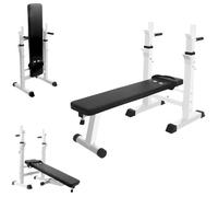 ISE Banc de Musculation Multifonction Abdominaux Pliable avec Support de Barres pour Haltère et Station à Dips