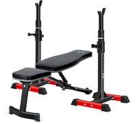ISE Banc Musculation SY-5021 et Cage de Squat Fitness Pliable SY-RK1001 Multifonction Musculation Homme, Robuste Capacité Elevé Position Réglable Maison Sport