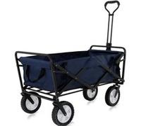 ISE Chariot de Jardin de Plage 4 roues Pliable,Remorque de transport à Main extérieur avec bâche amovible -90L-360° Roues pivotantes