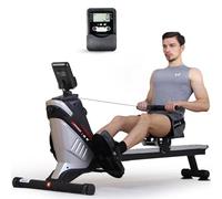 ISE Rameur Musculation, Rameurs Pliable Appartement, Rameur Magnétique 8 Niveaux Résistance, Rowing Machine Silencieux Stable, Rails Solide&Lisse, Rameurs Ecran LCD, Siège Ergonomique, Cardio-Training