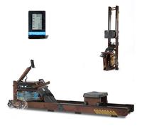 ISE Rameur Pliable à Eau Fitness, Rameur d'Appartement Pliable Maison/Bureau, avec Pompe à Eau, Niveau Résistance 30KG Maxi, Écran LCD, Siège Réglable, Water Rowing Machine Roue Transport Rail Lisse