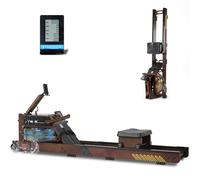 ISE Rameur Pliable à Eau Fitness, Rameur d'Appartement Pliable Maison/Bureau, avec Pompe à Eau, Niveau Résistance 30KG Maxi, Écran LED, Siège Réglable, Water Rowing Machine Roue Transport Rail Lisse