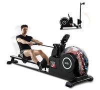 ISE Rameur Pliable à Eau Fitness, Rameur Eau Musculation Appartement Fitness Domicile, Pompe Electrique Multi-Résistance, Écran LCD, Rameurs Cardio-Training, Rail Lisse&Solide, Water Rowing Machine