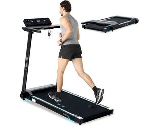 ISE Tapis de Course Pliable Electrique, 15 Programmes, Silencieux, Roues de Transport, Écran LED et Verin Hydraulique