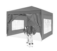 ISE Tonnelle Pliante 3x3, Tonnelle de Jardin Exterieur 3x3, Barnum Pliant 3x3M Professionnel avec Rideaux, Tente Pliante 3x3M avec 3 Hauteur Réglable, Tonnelles de Camping Résistant Protection UV50+