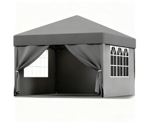 ISE Tonnelle Pliante 3x3, Tonnelle de Jardin Exterieur 3x3, Barnum Pliant 3x3M Professionnel avec Rideaux, Tente Pliante 3x3M avec 3 Hauteur Réglable, Tonnelles de Camping Résistant Protection UV50+