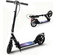 ISE Trottinette en Aluminium Pliable 2 Roues,Hauteur de Guidon Réglable,Double Système d'absorption de Choc & Freinage,Grande Roue avec Pneu Antidérapant,pour Adultes et Adolescents de 12 Ans