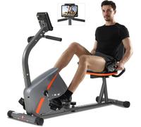 ISE Vélo d'Appartement Semi-Allongé Vélo Couché avec Frein Magnétique, Roues de Transport, Capteurs d'Impulsion, l'Ecran LCD, 8 Niveaux de Résistance Réglables, Velo d appartement Semi Allongé