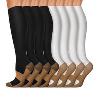 Iseasoo 7 Pack Copper Knee High Compression Socks For Men & Women-Best For RunningAthleticMedicalPregnancy and Travel -15-20mmHg
