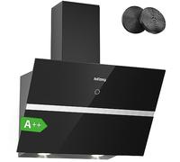 IsEasy Hotte de Cuisine Inclinée, Hottes Aspirantes 60cm, 578 m³/h Puissance d'aspiration élevée, Evacuation ou Recyclage, 4 Vitesses, 58 dB, Lumières LED, Fonction D'arrêt Différé (Classe A++) …