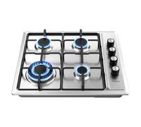 IsEasy Plaque de Cuisson Gaz 4 Feux Inox, 7800 W, 59cm, Encastrable, GN/GPL | Plaque Gaz 4 Feux Encastrable, Sécurité Thermocouple, Gaz de Ville et Bouteille , 220-240V