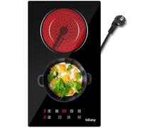 IsEasy Plaque Vitrocéramique 2 Feux Encastrable, Double plaque de cuisson 3200W, 9 Niveaux de Puissance, Minuteur, Zones Duales, 5,6cm d'épaisseur