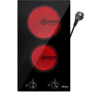 IsEasy Table de Cuisson Vitrocéramique 2 Foyers 3200W,Encastrable L30 x P51 cm, Plaque Vitrocéramique 2 Foyers