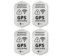 iSecur 4 autocollants GPS Tracking Set I 3 x 5 cm I Warning GPS-Gesichert I autocollants pour extérieur I résistant aux intempéries I argent métallique I hin835