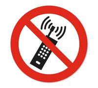 iSecur autocollant - Téléphones portables allumés interdits - Autocollant d’interdiction Ø 10 cm I avis éteindre le téléphone portable avertissement I hin820