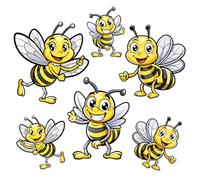iSecur Autocollants Set Abeilles I 6 pièces env. 8-13 cm de Taille I résistant aux intempéries et aux UV I Abeille Miel Petite Abeille Amusante Jaune Noir I kfz802