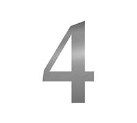 iSecur Chiffre Autocollant 4 Boîte aux Lettres Argenté 10 cm - kfz4794 | Numéro 4 adhésif argenté en vinyle pour boîte aux lettres, maison, porte et poubelle - sans perçage, étanche, anti-UV