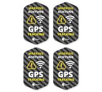 iSecur Lot de 4 autocollants de suivi GPS I 3 x 5 cm I Avertissement GPS I Collage extérieur Résistant aux intempéries I Aspect carbone I hin833