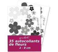 iSecur Set autocollants fleurs grises Flower-Power résistant - kfz244 | Décoration durable pour scooter, vélo, notebook, ordinateur portable et voiture avec motifs floraux modernes et polyvalents