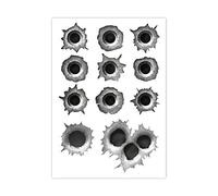 iSecur Set Autocollants trou de balles I 11 Bullet-Holes et rayures pour voiture mobylette casque moto ordinateur portable smartphone I noir gris I kfz276