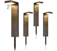 iseeway Lampe Solaire Exterieur Detecteur de Mouvement Lot de 4, Lumiere Solaire Exterieur de Jardin 400 LM, Étanches IP65, Batterie 2200 mAh, Lumière Blanche Cchaude/Froide