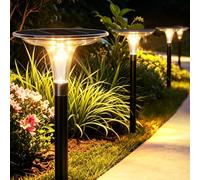 iseeway Lampes solaires extérieures de jardin, lot de 4, 3 couleurs | 3000K chaud, 4500K neutre, 6500K lumière du jour, éclairage 360°, plus de 12 h, IP65, pour allées et entrées