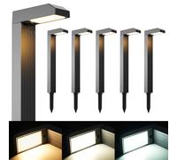 iseeway Lampes solaires extérieures de jardin, lot de 6, 3 couleurs | Blanc chaud, neutre ou froid, plus de 12 h, allumage et extinction automatiques, IP65, pour allées, jardins et terrasses