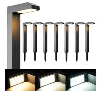 iseeway Lampes solaires extérieures de jardin, lot de 8, 3 couleurs | Blanc chaud, neutre ou froid, plus de 12 h, allumage et extinction automatiques, IP65, pour allées, jardins et terrasses
