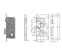 Iseo-Serrure glisser Porte Bois entrée 60mm frontale acier laitonné bord cadre