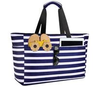 ISEYOU Grand Sac de Plage XXL Imperméable avec Fermeture Éclair, Sac Plage Pliable et Léger, Sacs de Plage Femmes Multi-Poches de Grande Capacité, Parfait pour Piscine, Shopping, Voyage, Vacances, Gym