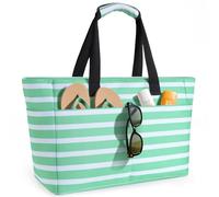 ISEYOU Grand Sac de Plage XXL Imperméable avec Fermeture Éclair, Sac Plage Pliable et Léger, Sacs de Plage Femmes Multi-Poches de Grande Capacité, Parfait pour Piscine, Shopping, Voyage, Vacances, Gym