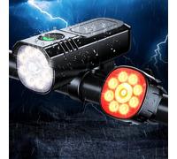 ISEYOU Lumiere Velo, [8+7 Modes & 9+9 LED Puissant] Eclairage Velo Rechargeable par USB Lampe Velo Avant et Arrière, Lumière Vélo Étanche IP65 pour Cyclysme, VTT, Moto, Trotinette Phare Feux Arrière