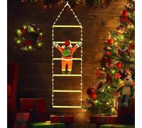 iShabao 1M Noel Guirlande Lumineuse Extérieur, 132LED Lumières Échelle de Noël avec le Père Noël, 8 Modes Fonction Mémoire Minuteur, pour Decoration Noel Exterieur et Interieur(Blanc Chaud)