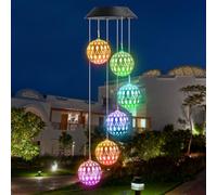 iShabao Carillon Solaire Maroc, 6 LED Carillon a Vent Exterieur Solaire, Étanche Solaire Carillon Jardin, Cadeau Maman, Cadeau Femme, Décoration d'Arbres, Balcons, Mariages