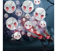 iShabao - Projecteur LED d'Halloween dynamique à double tête pour extérieur - Avec minuterie - Étanche - Avec fantôme blanc - Pour jardin, fenêtre, mur, cour, fête
